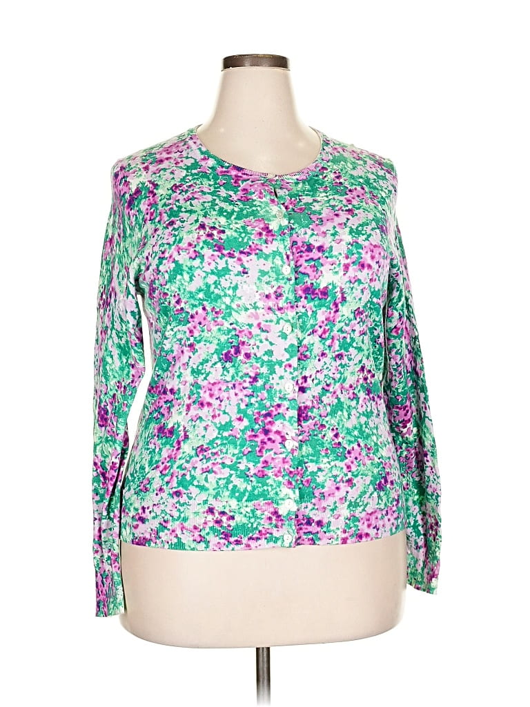 Pre-owned Lands' End Long Sleeve Blouse In Green