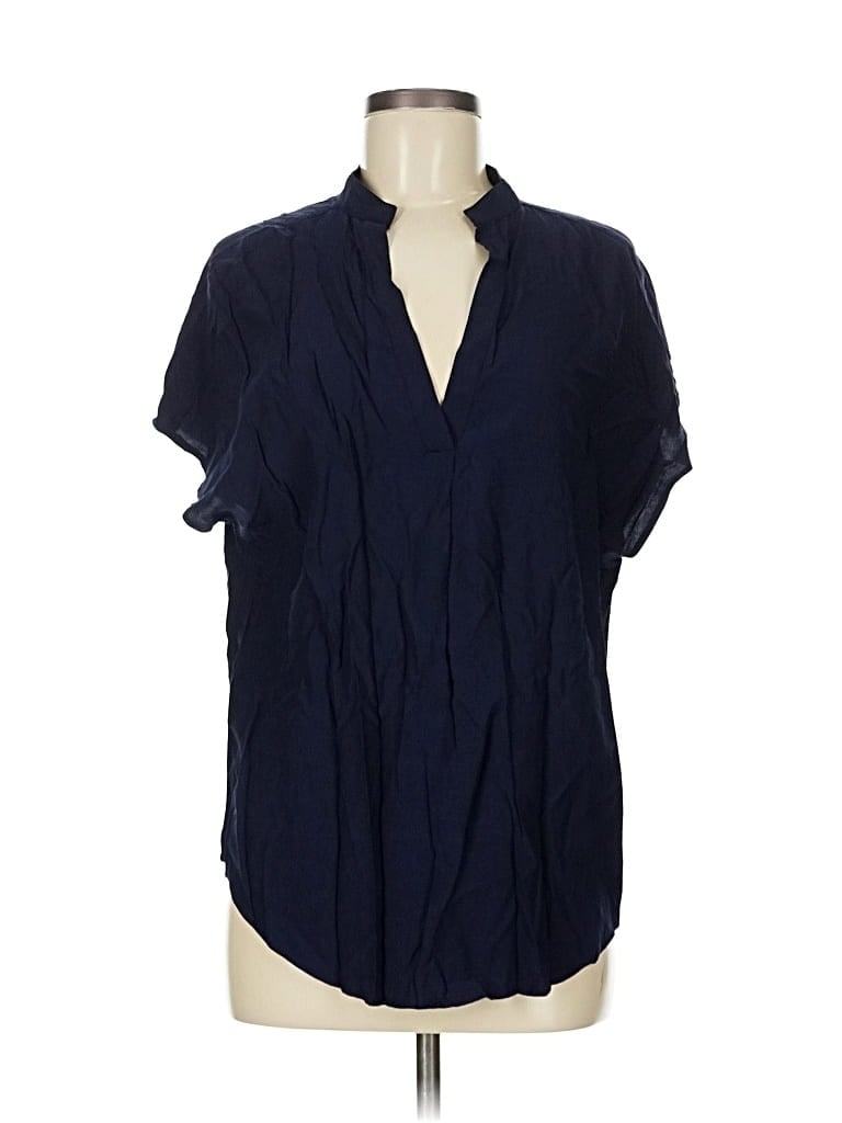 Pre-owned Fun2fun Short Sleeve Blouse In Blue