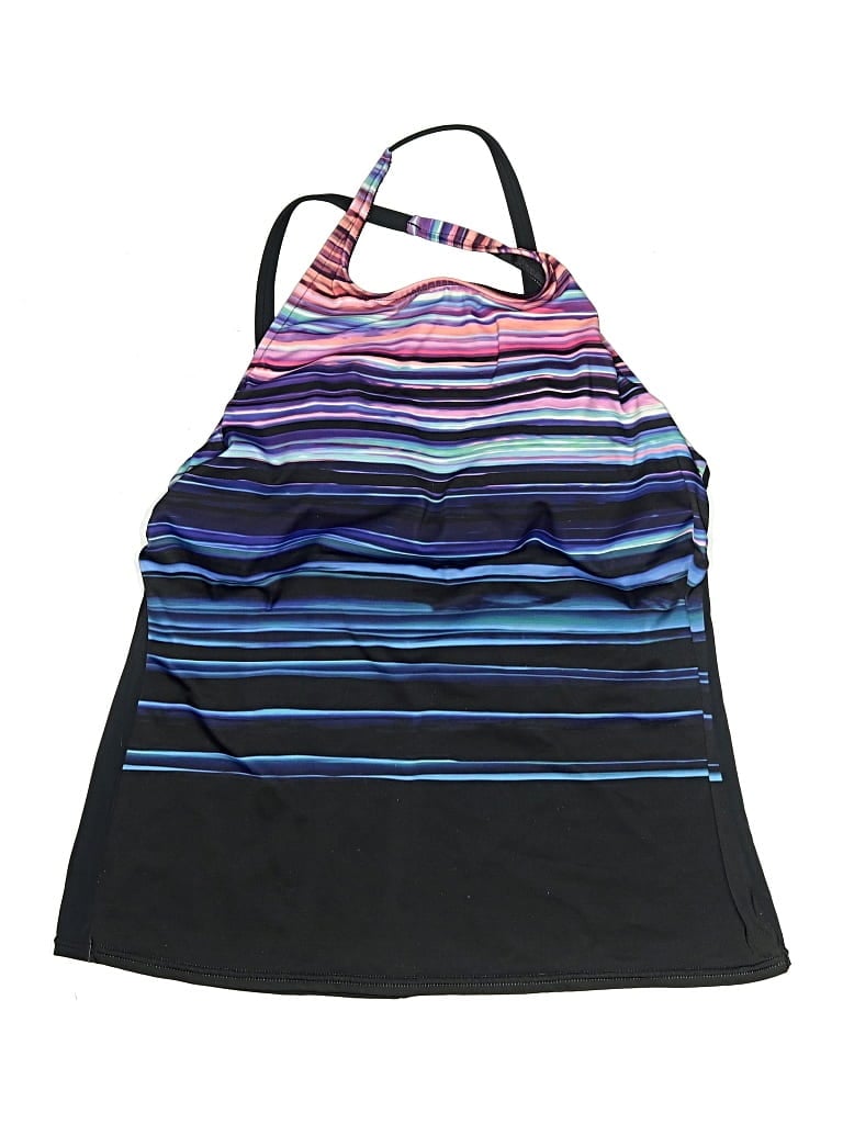 Pre-owned Maxine Of Hollywood Swimsuit Top Black Stripes Pattern Swimwear