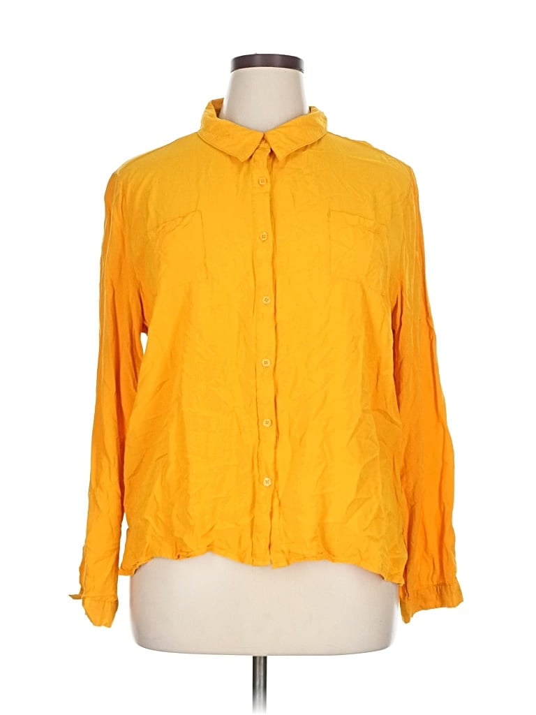 Pre-owned Fashion Nova Long Sleeve Button Down Shirt In Yellow
