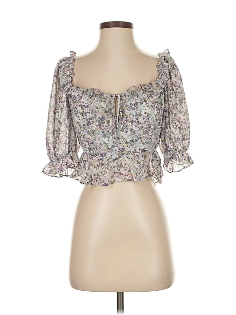 Pre-owned Astr 3/4 Sleeve Blouse In Gray