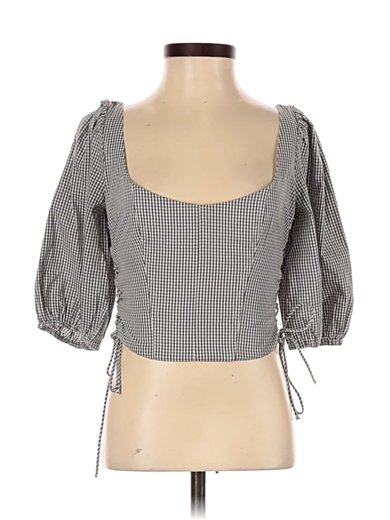 Pre-owned Abercrombie & Fitch 3/4 Sleeve Blouse In Gray