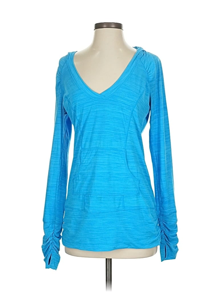 Pre-owned Zella Long Sleeve Top Blue Sweetheart Neckline Tops