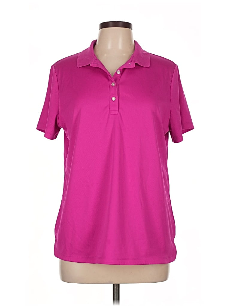 Pre-owned Lands' End Short Sleeve Polo Shirt In Pink