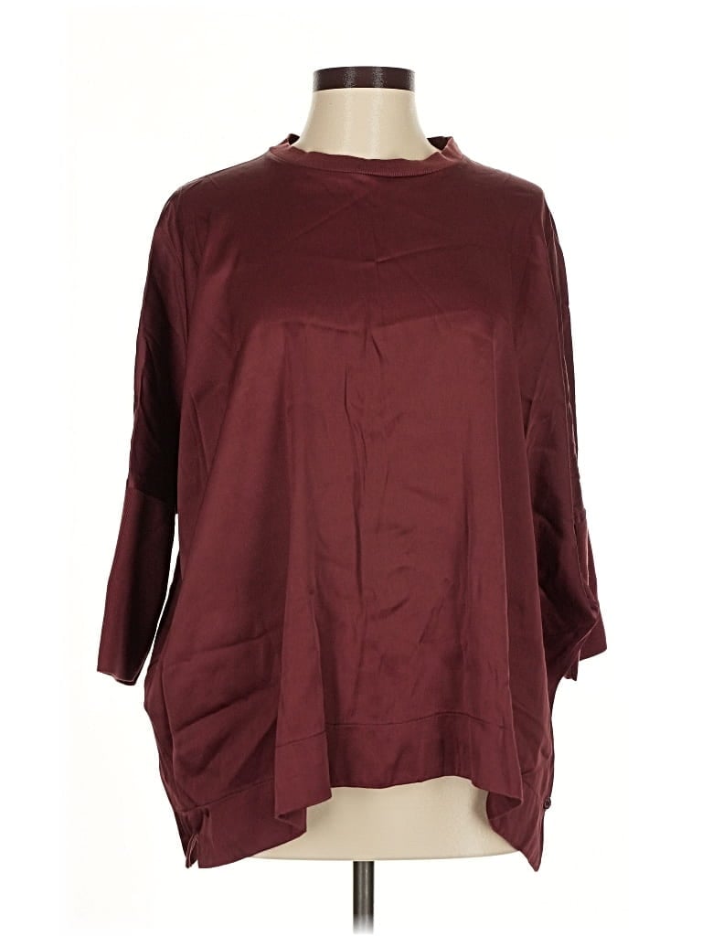 Pre-owned Adolfo Dominguez 3/4 Sleeve Blouse In Burgundy