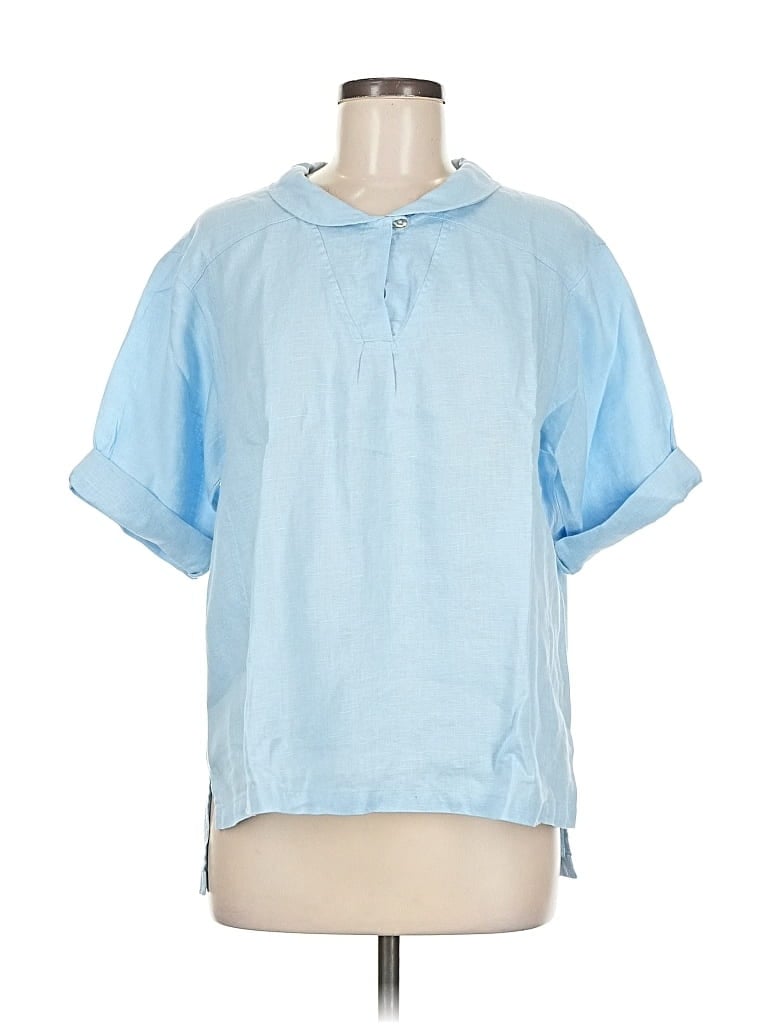 Pre-owned Lintico Short Sleeve Blouse In Blue