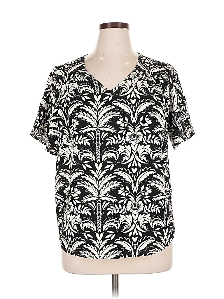 Pre-owned Croft & Barrow Short Sleeve Blouse In Black