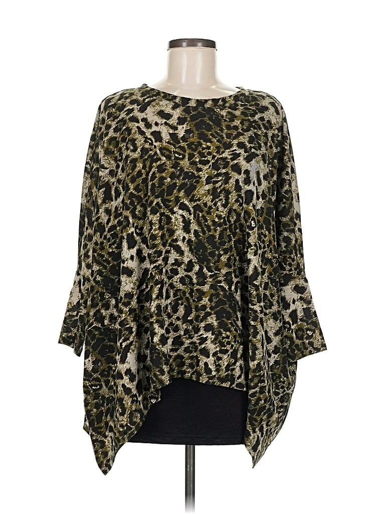 Pre-owned Kate & Mallory Designs 3/4 Sleeve Top Green Cowl Neck Tops