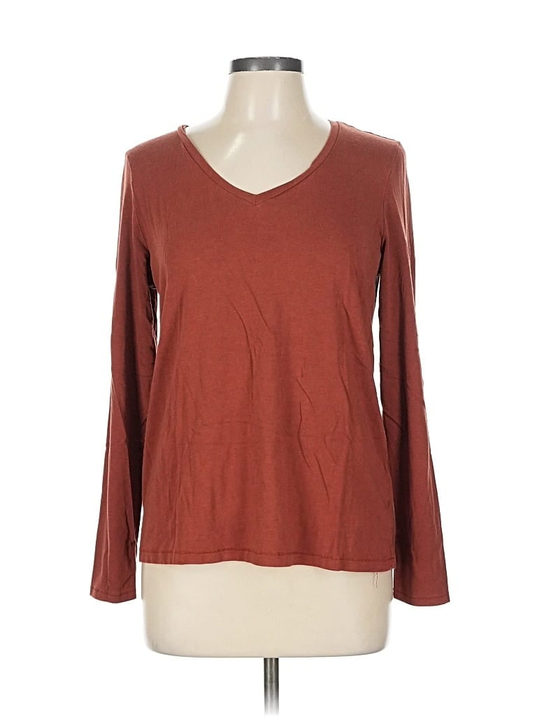 Pre-owned Max Studio 3/4 Sleeve T-shirt In Brown