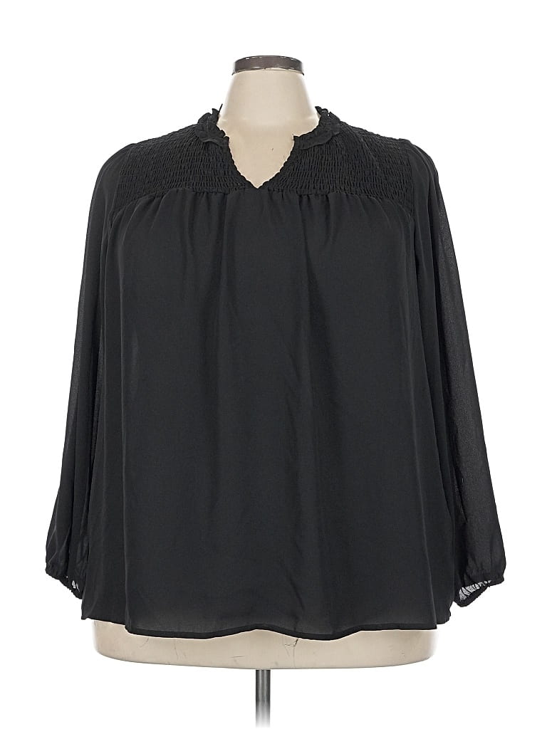 Pre-owned Torrid 3/4 Sleeve Blouse In Black