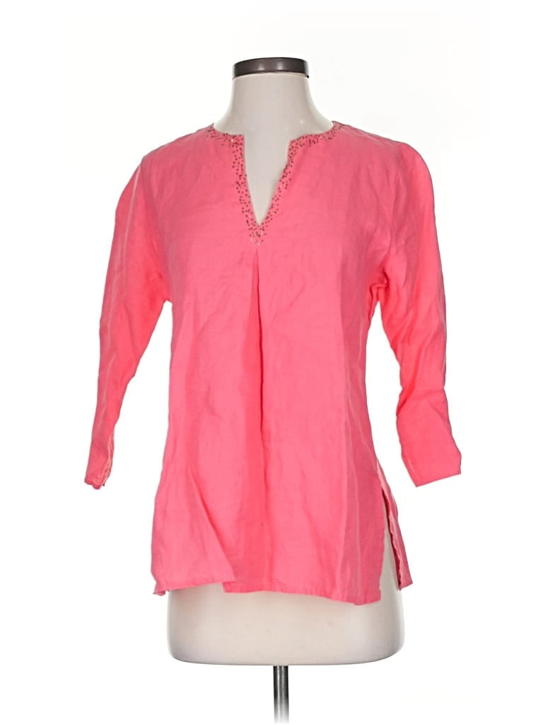 Pre-owned Eileen Fisher 3/4 Sleeve Blouse In Pink