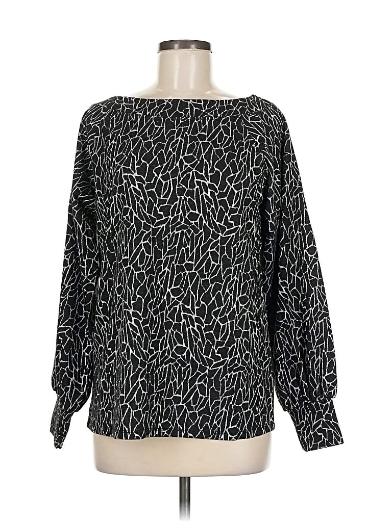 Pre-owned Bobeau Long Sleeve Blouse In Black
