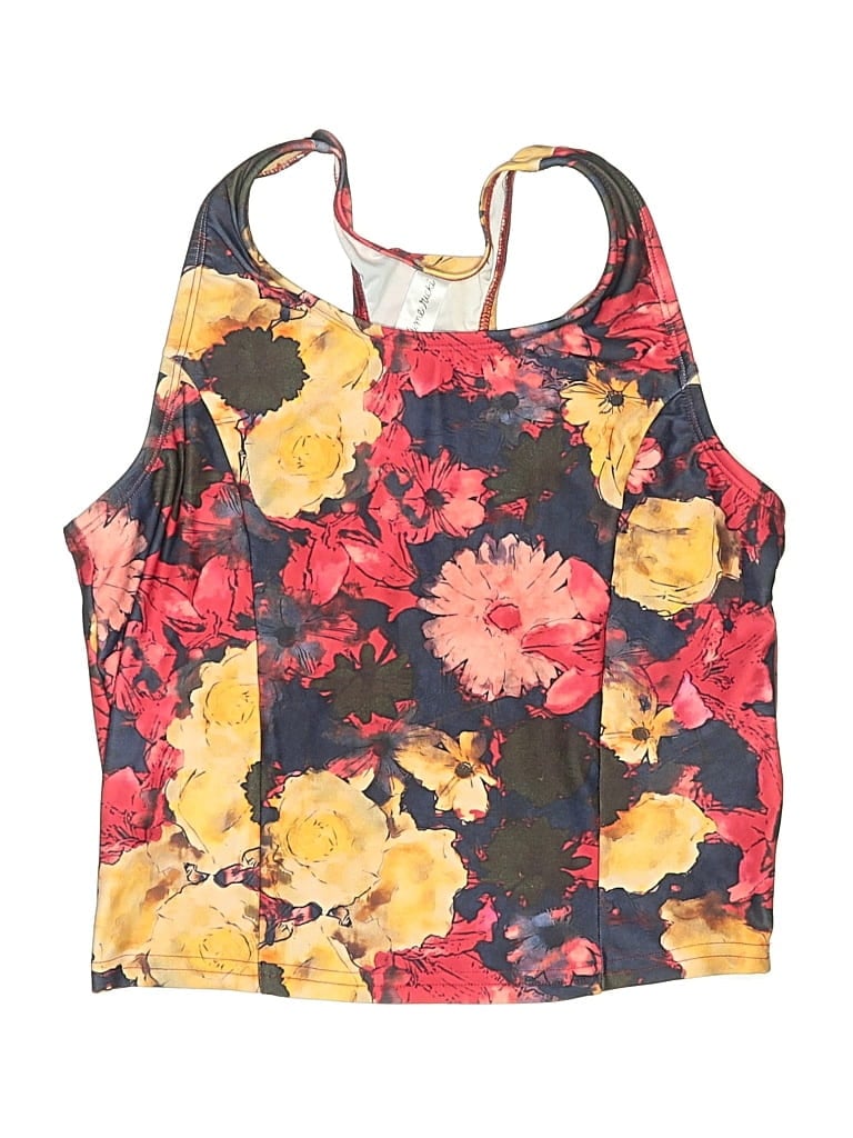 Pre-owned Lime Ricki Swimsuit Top Yellow Floral Pattern Swimwear