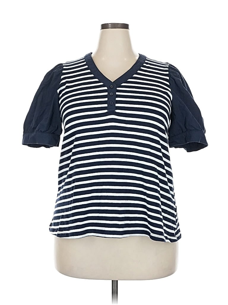 Pre-owned Cato Short Sleeve Top Blue V-neck Tops