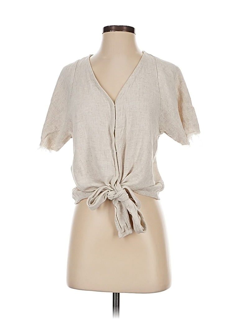 Pre-owned Karen Kane Short Sleeve Blouse In White