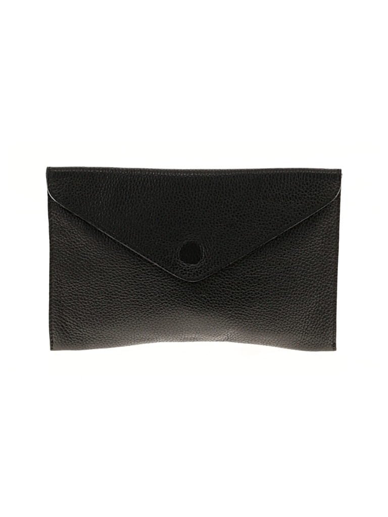 Pre-owned Ann Taylor Loft Leather Clutch In Black