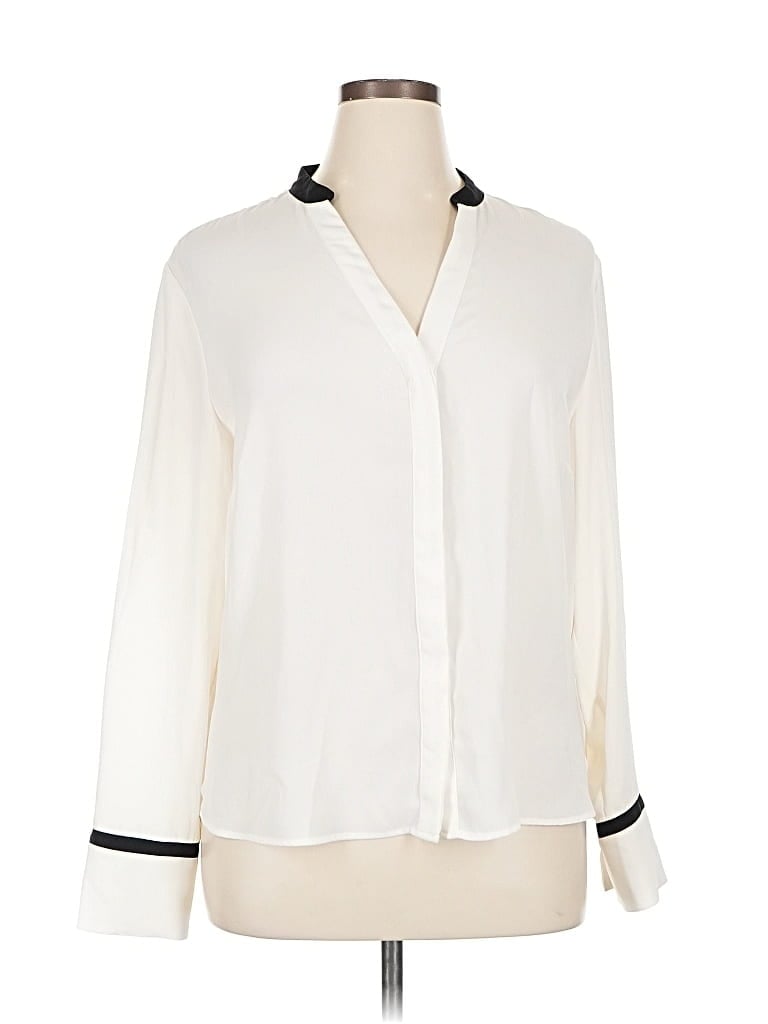 Pre-owned 7th Avenue Design Studio New York & Company Long Sleeve Blouse In White