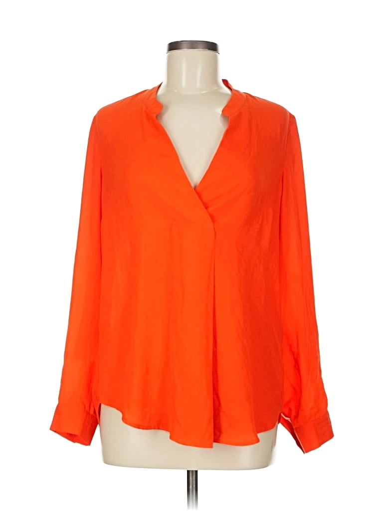 Pre-owned Signature Studio Long Sleeve Blouse In Orange