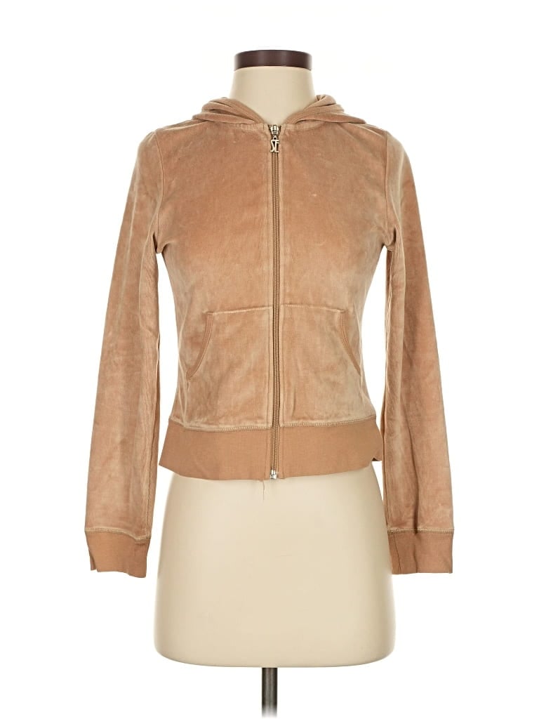 Pre-owned Self Esteem Zip Up Hoodie In Brown