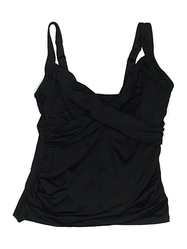Pre-owned Lands' End Swimsuit Top Black Swimwear