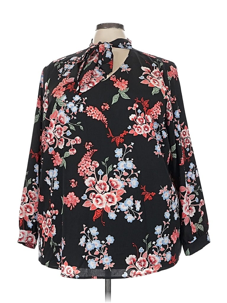 Pre-owned Lane Bryant 3/4 Sleeve Blouse In Black