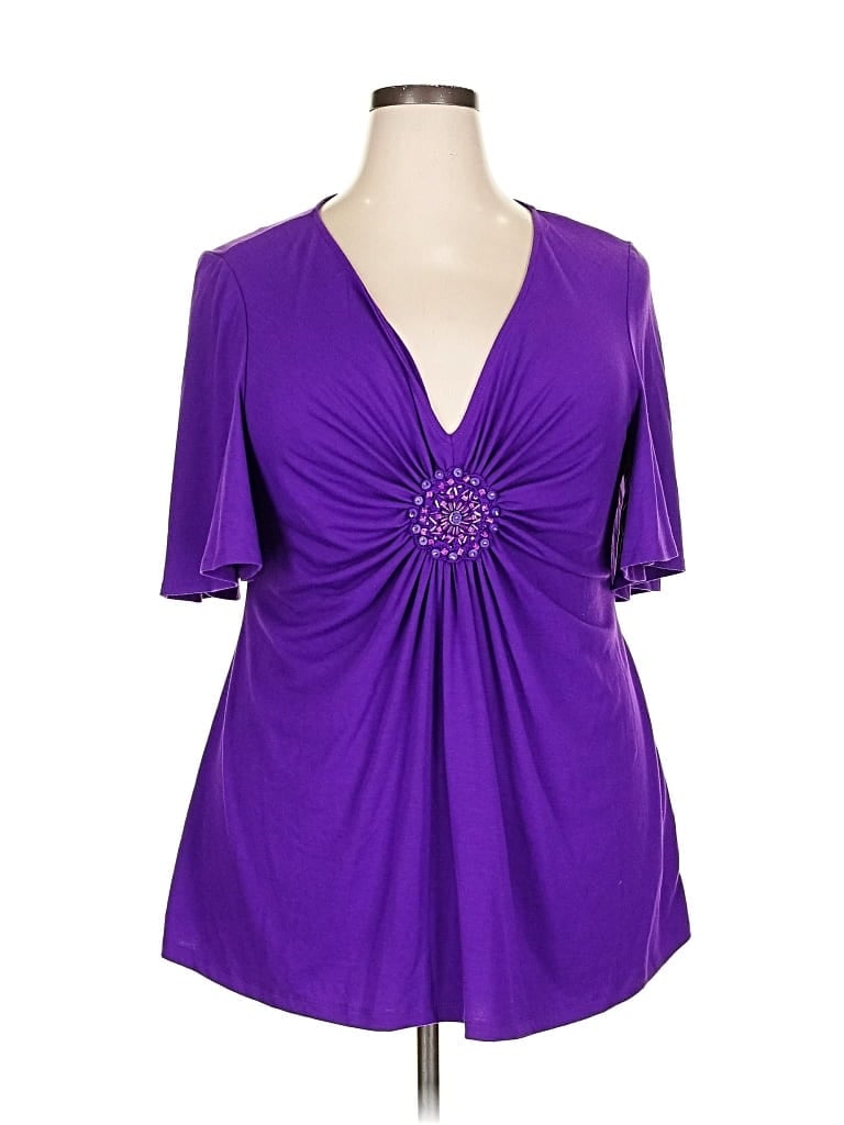 Pre-owned Eci Short Sleeve Blouse In Purple