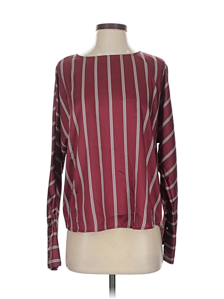 Pre-owned Express Long Sleeve Blouse In Burgundy