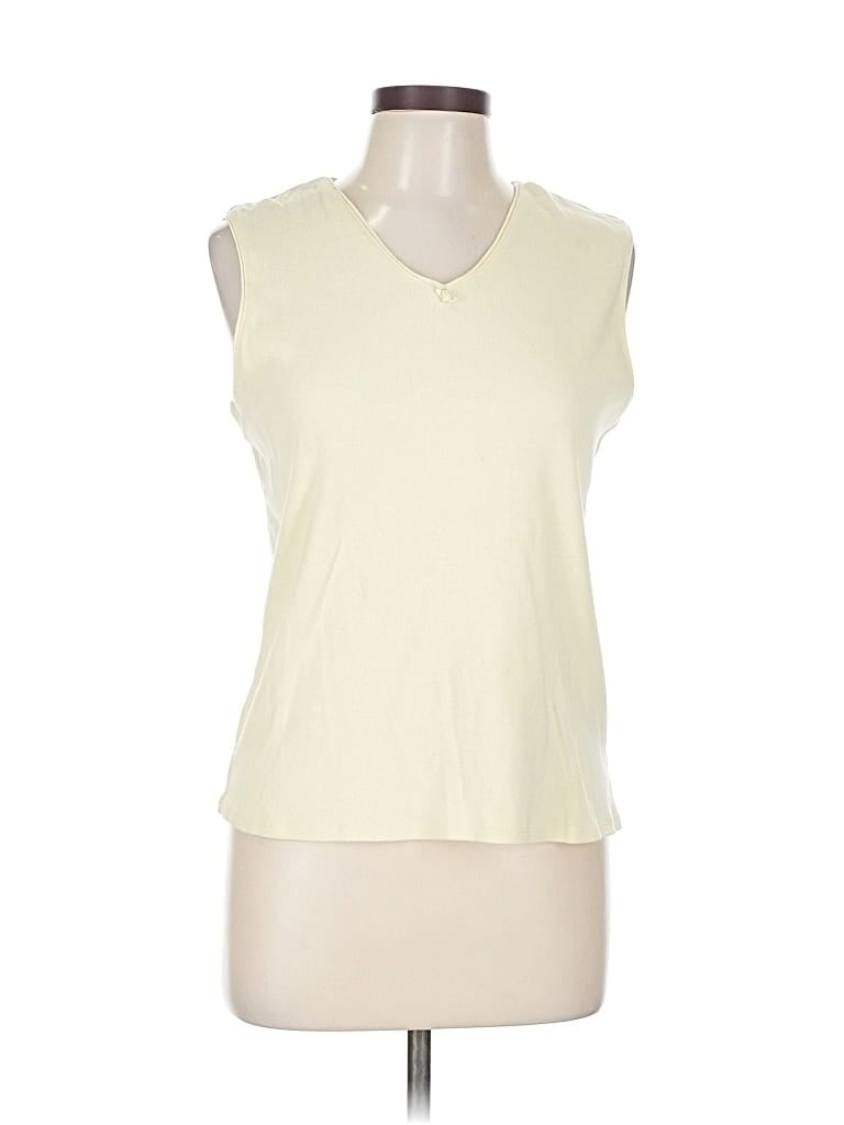 Pre-owned Studio Works Sleeveless Top Ivory V Neck Tops In White