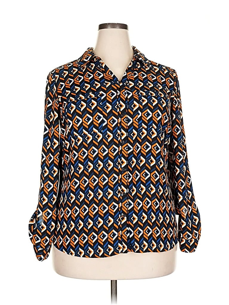 Pre-owned Ny Collection Long Sleeve Blouse In Black