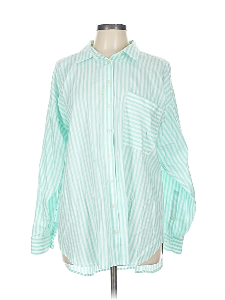 Pre-owned Ann Taylor Loft Long Sleeve Button Down Shirt In Green