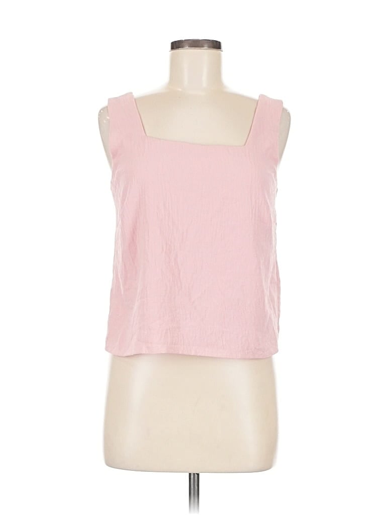 Pre-owned Ekouaer Tank Top Pink Square Neckline Tops