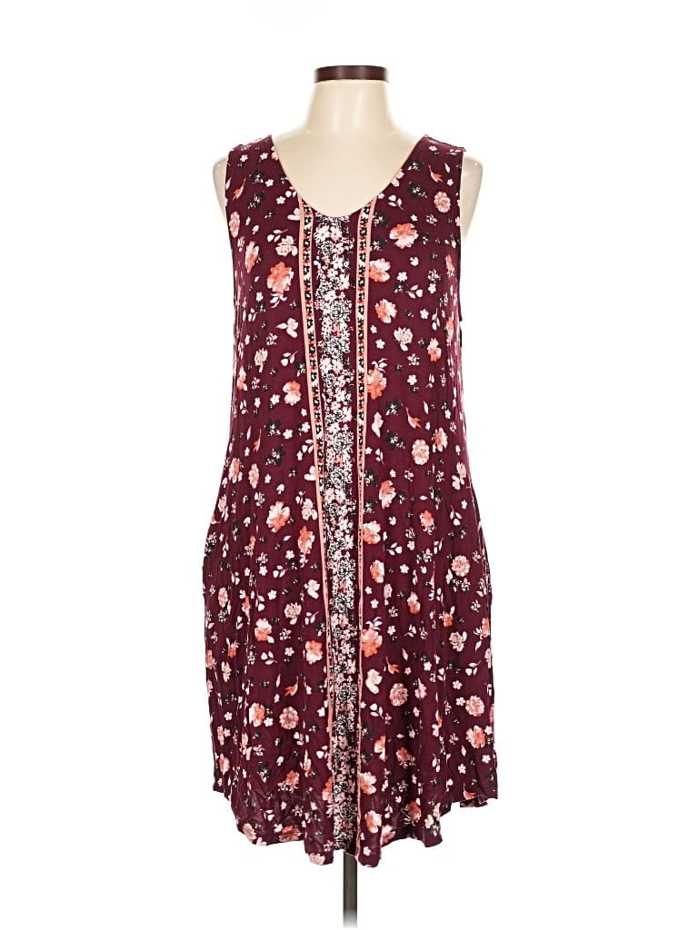 Pre-owned 24/7 Maurices Casual Dress In Burgundy