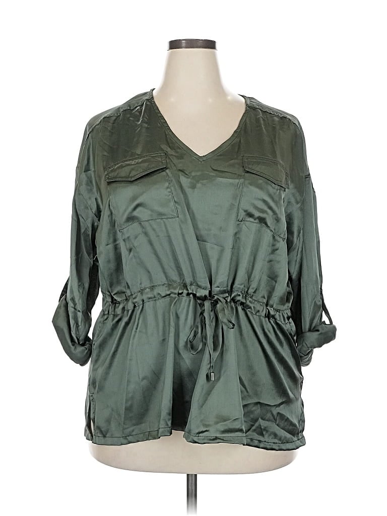 Pre-owned Assorted Brands 3/4 Sleeve Blouse In Green
