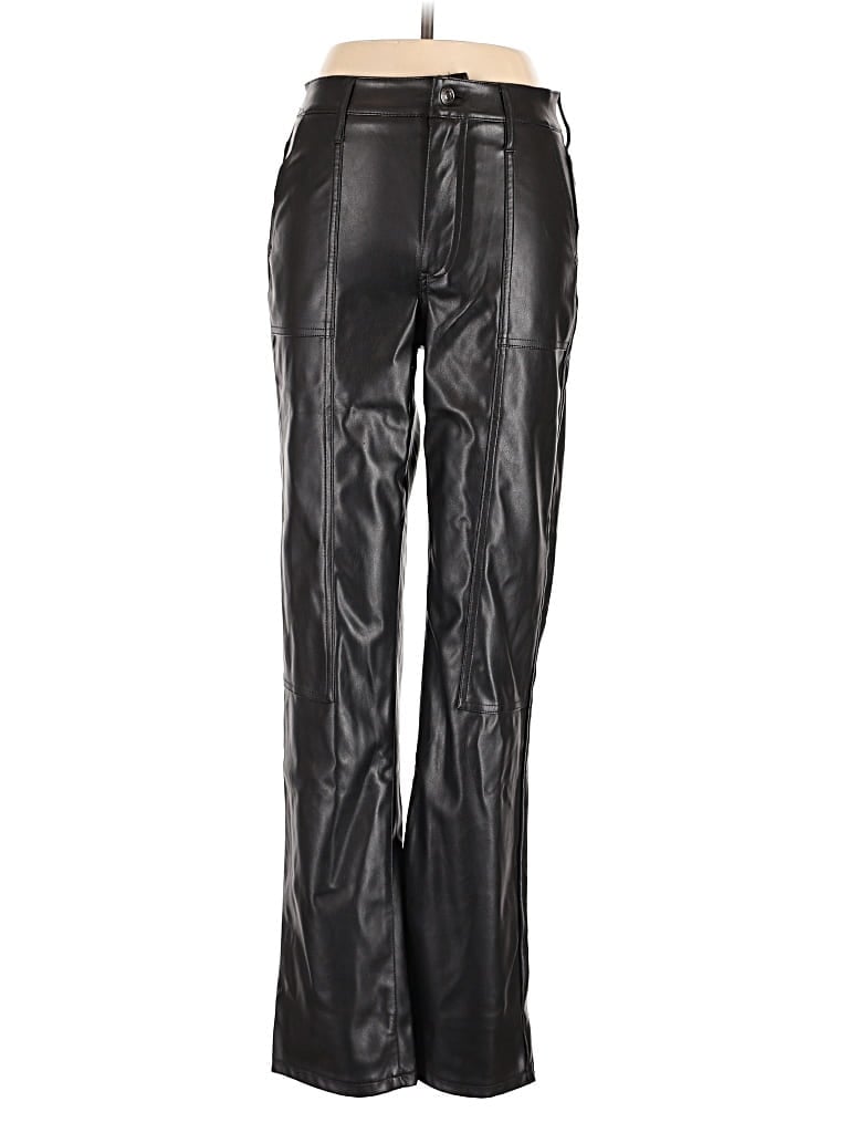 Pre-owned Scoop Faux Leather Pants In Black