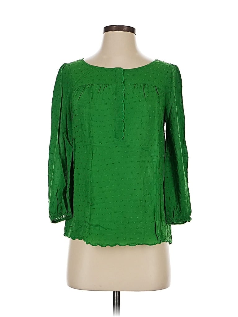 Pre-owned Maeve 3/4 Sleeve Blouse In Green