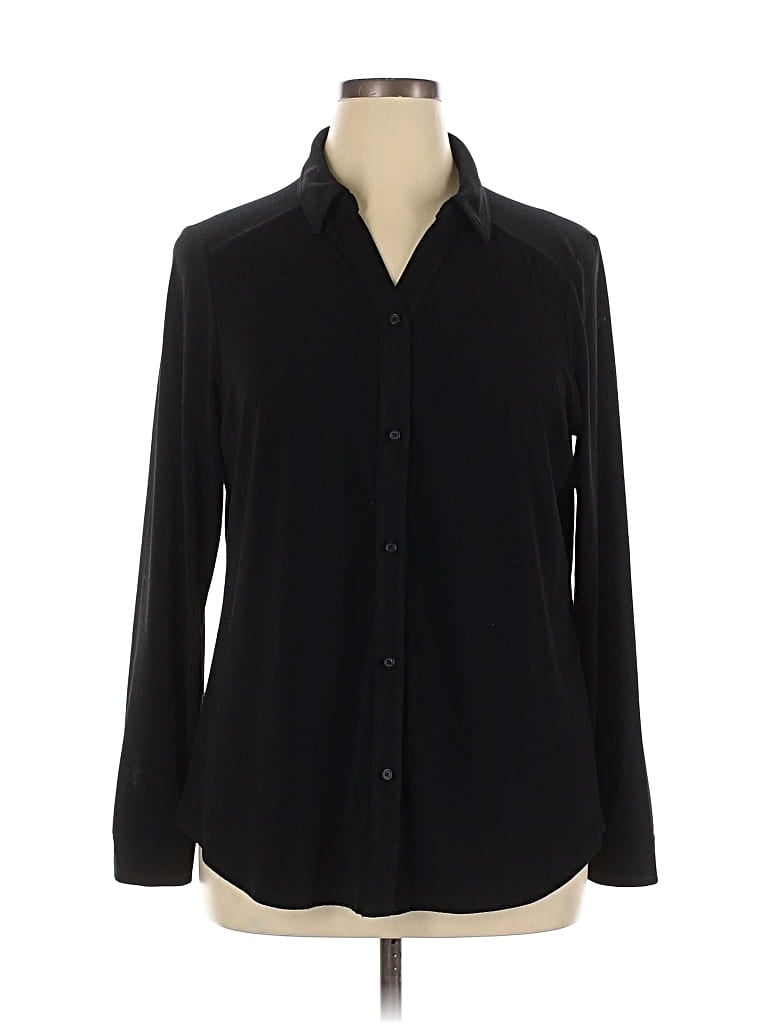 Pre-owned Adrianna Papell Long Sleeve Blouse In Black