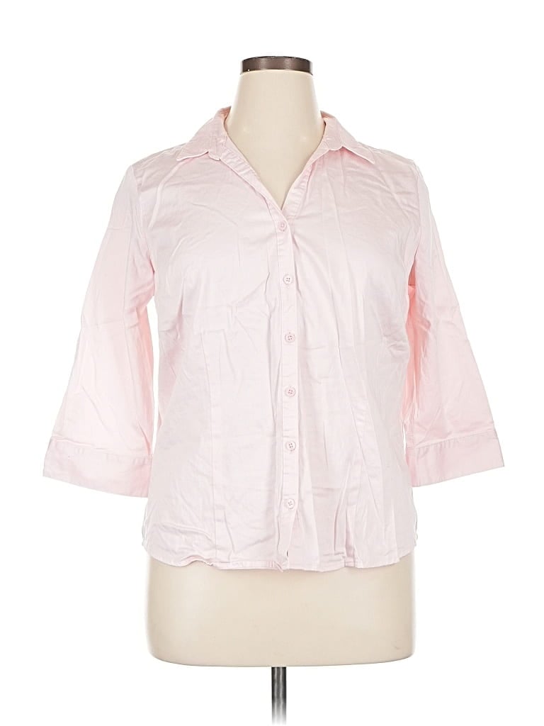Pre-owned Dana Buchman 3/4 Sleeve Button Down Shirt In Pink