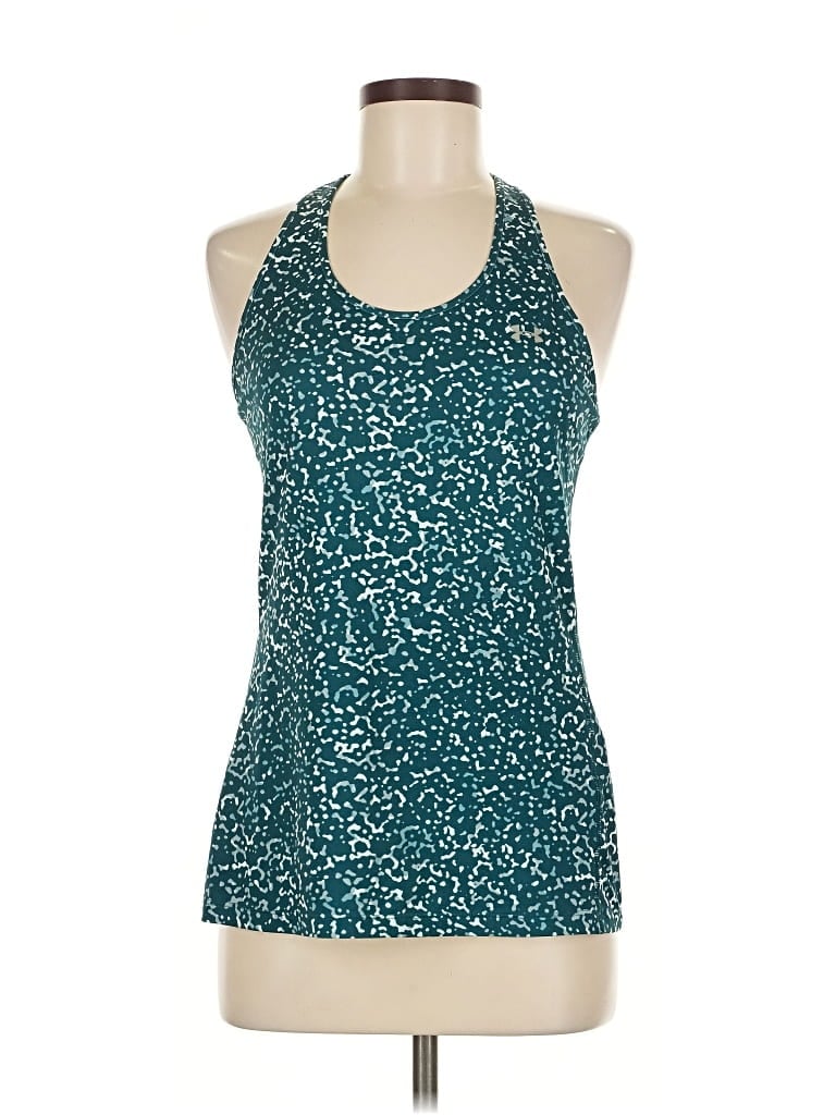 Pre-owned Under Armour Tank Top Teal Halter Neckline Tops In Blue