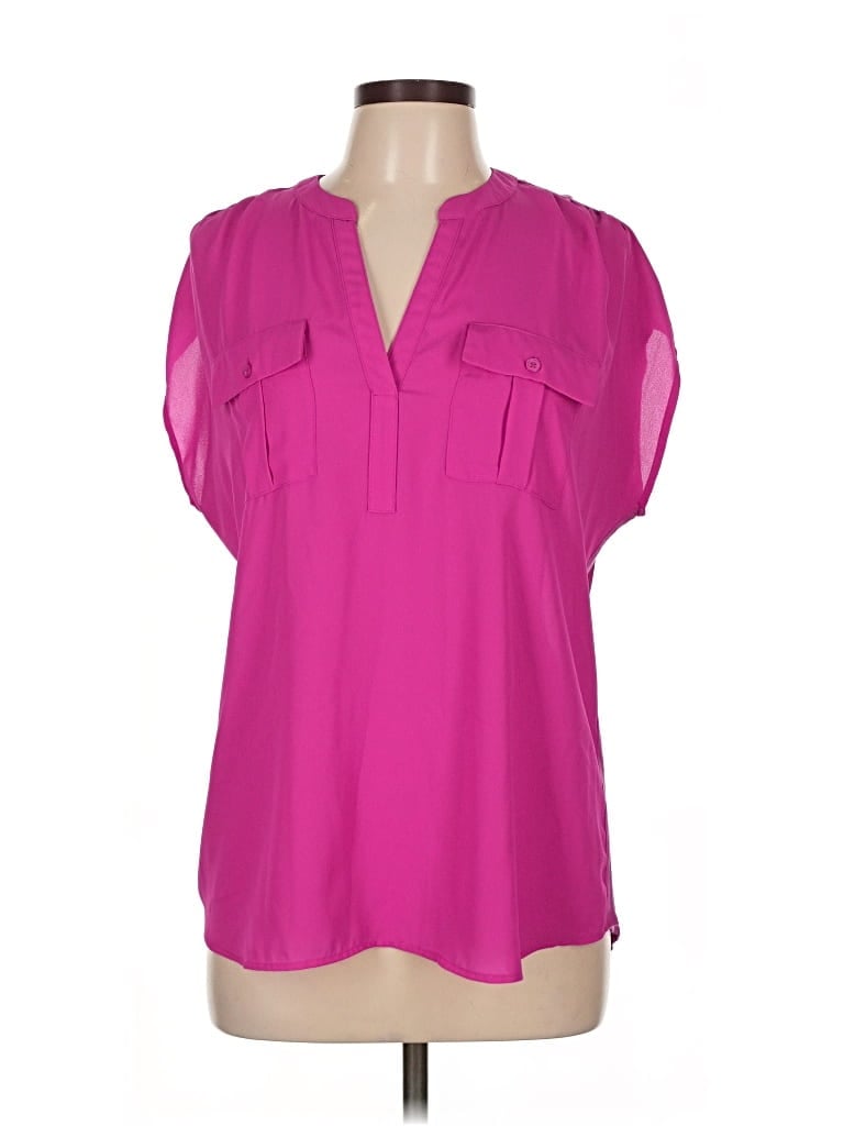 Pre-owned Inc International Concepts Short Sleeve Blouse In Pink