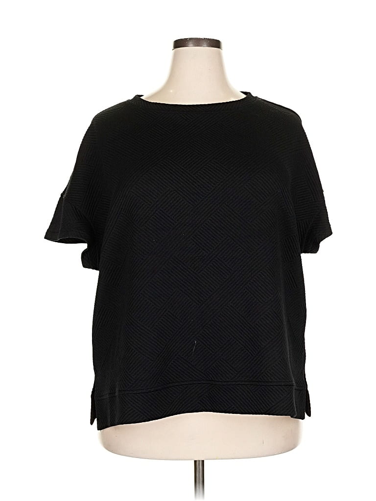 Pre-owned Fashion Short Sleeve Top Black Crew Neck Tops