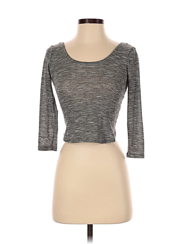 Pre-owned Sparkle & Fade 3/4 Sleeve Top Gray Sweetheart Neckline Tops
