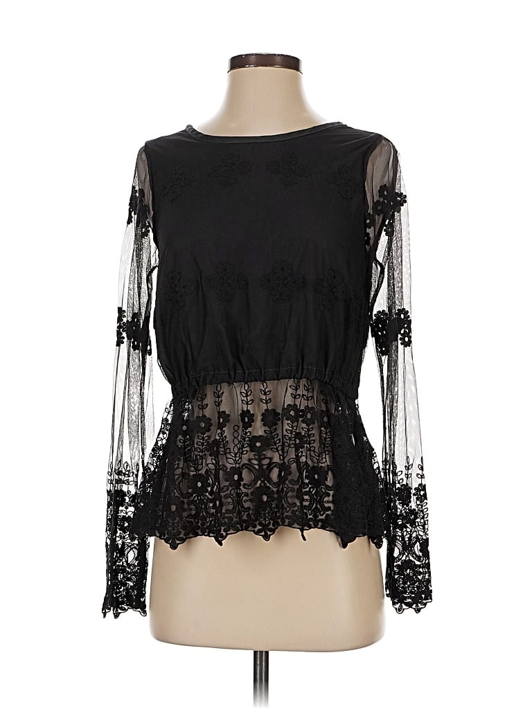 Pre-owned Chaser Long Sleeve Blouse In Black