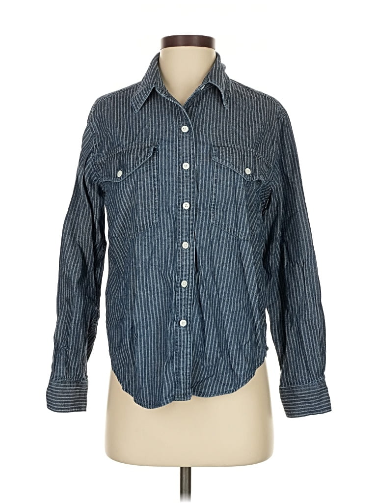 Pre-owned Banana Republic Factory Store Long Sleeve Button Down Shirt In Blue