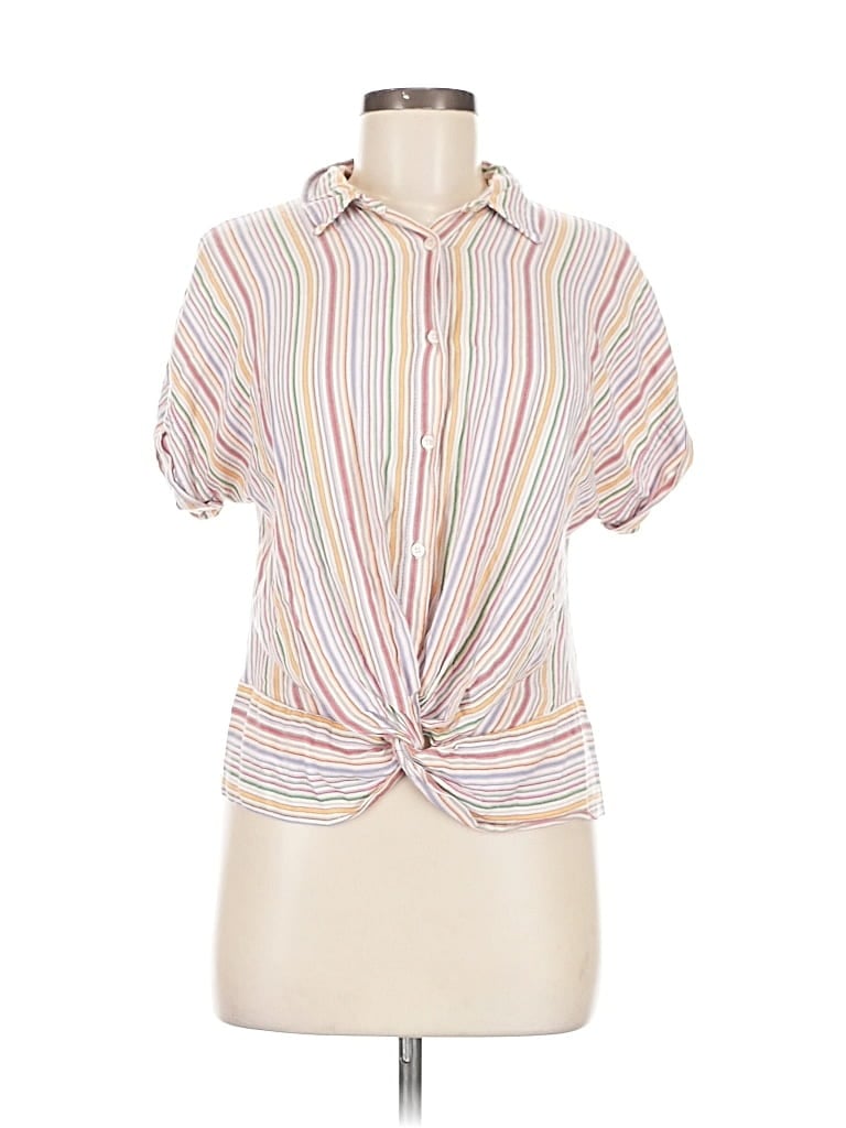 Pre-owned Lou & Grey For Loft Short Sleeve Blouse In Yellow