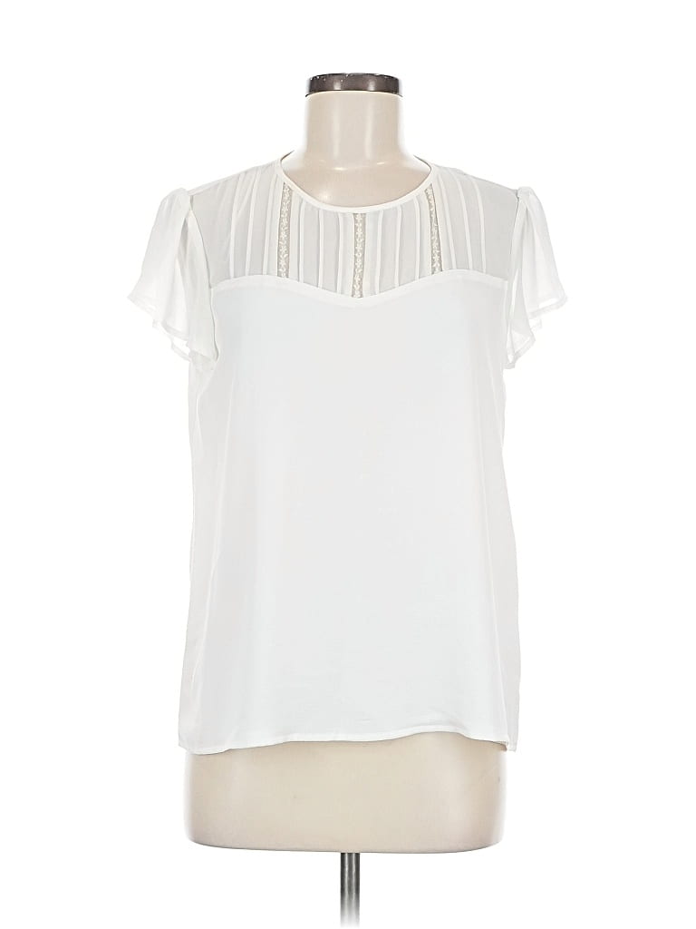 Pre-owned Cece Short Sleeve Blouse In White
