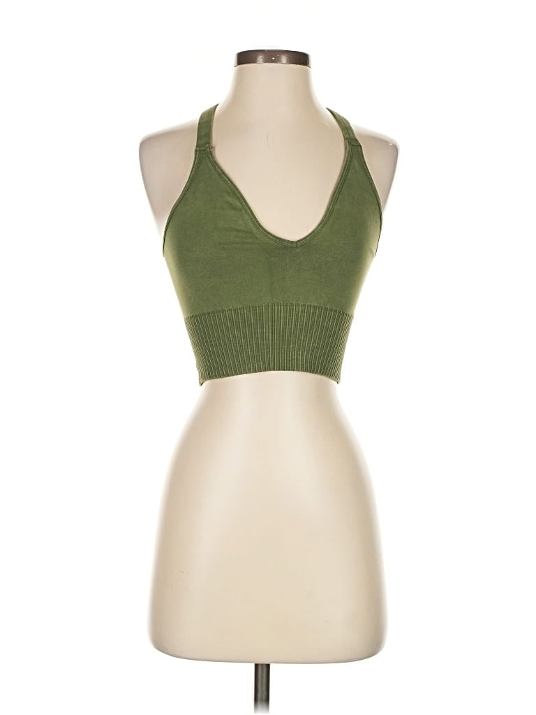 Pre-owned Fp Movement Tank Top Green Halter Neckline Tops