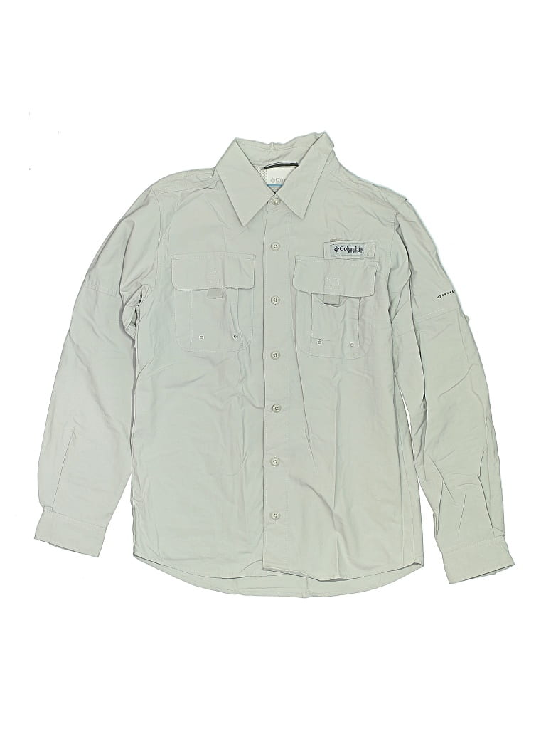Pre-owned Columbia Kids' Long Sleeve Button Down Shirt In Gray