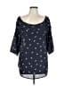 Neiman Marcus 100% Polyester Stars Blue 3/4 Sleeve Blouse Size L - photo 1