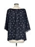 Neiman Marcus 100% Polyester Stars Blue 3/4 Sleeve Blouse Size L - photo 2