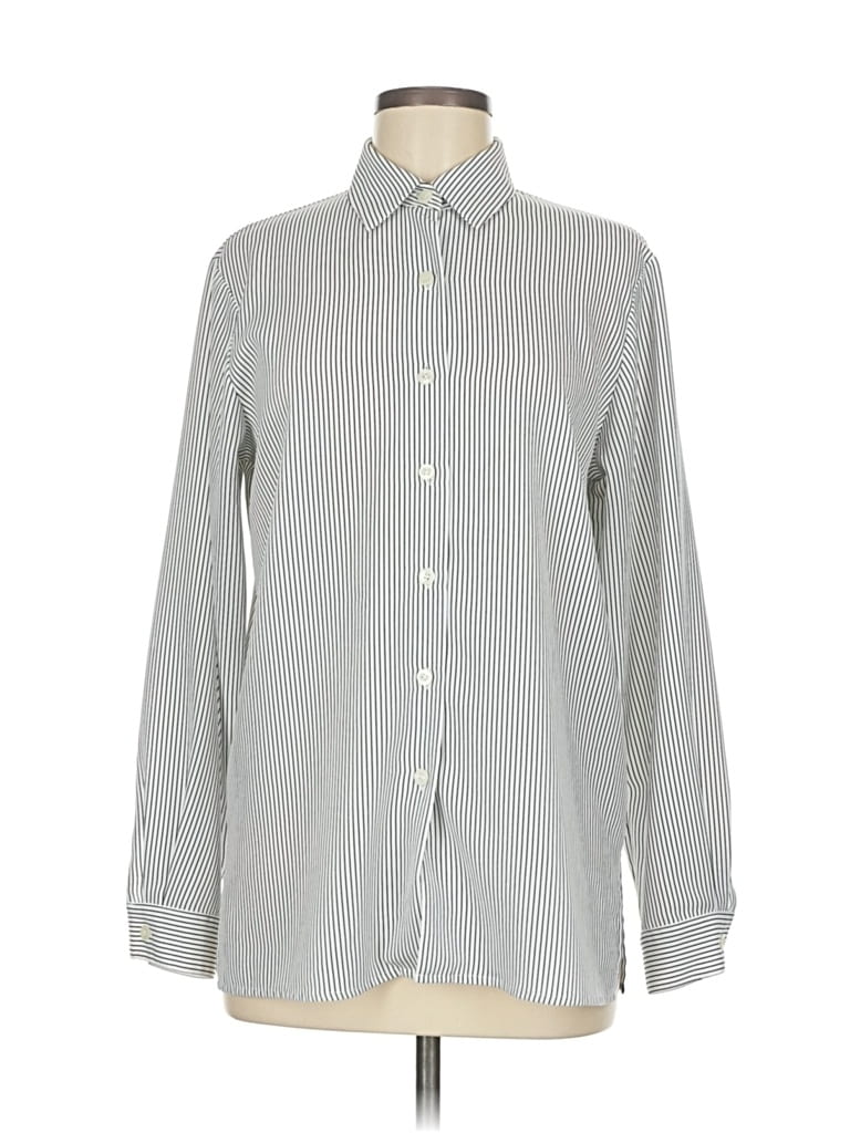 Pre-owned Josephine Chaus Long Sleeve Button Down Shirt In Black